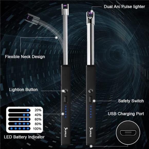 Electric Lighter Candle Lighter Rechargeable USB Arc lighters with Safety Lock - Picture 4 of 7